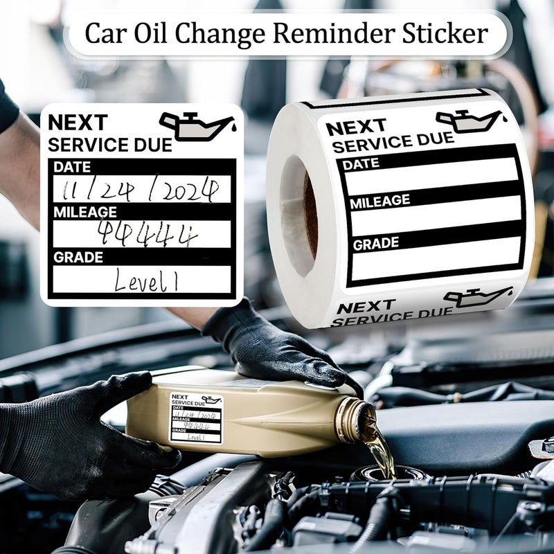 GUEER for Oil Change Stickers 300 Pcs 2”x 2” Service Black Stickers, Next Service Due Reminder Sticker Labels, Easy to Write on, Easy to Peel with No Residue - Image 5